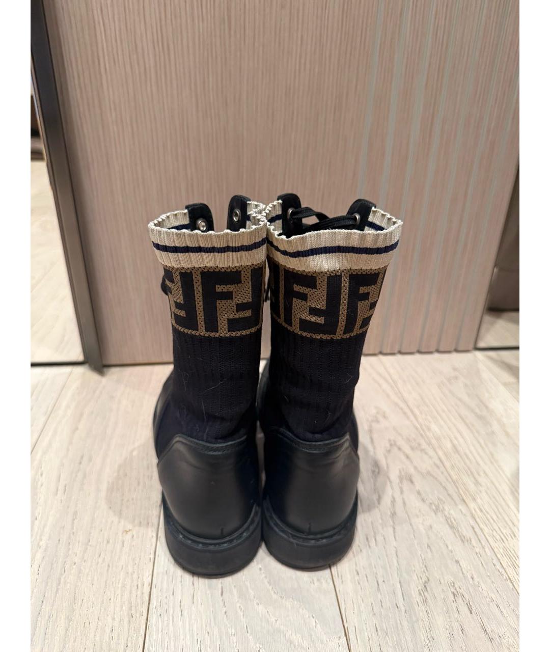 FENDI Черные кожаные ботинки, фото 3