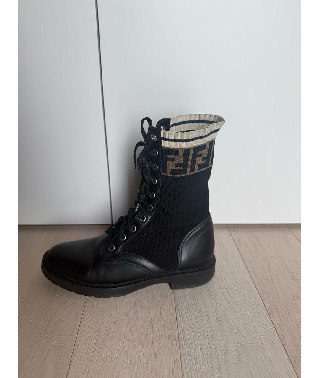 FENDI Черные кожаные ботинки, фото 7