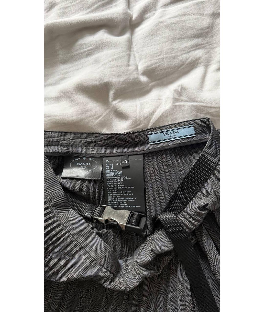 PRADA Серая шерстяная юбка макси, фото 3