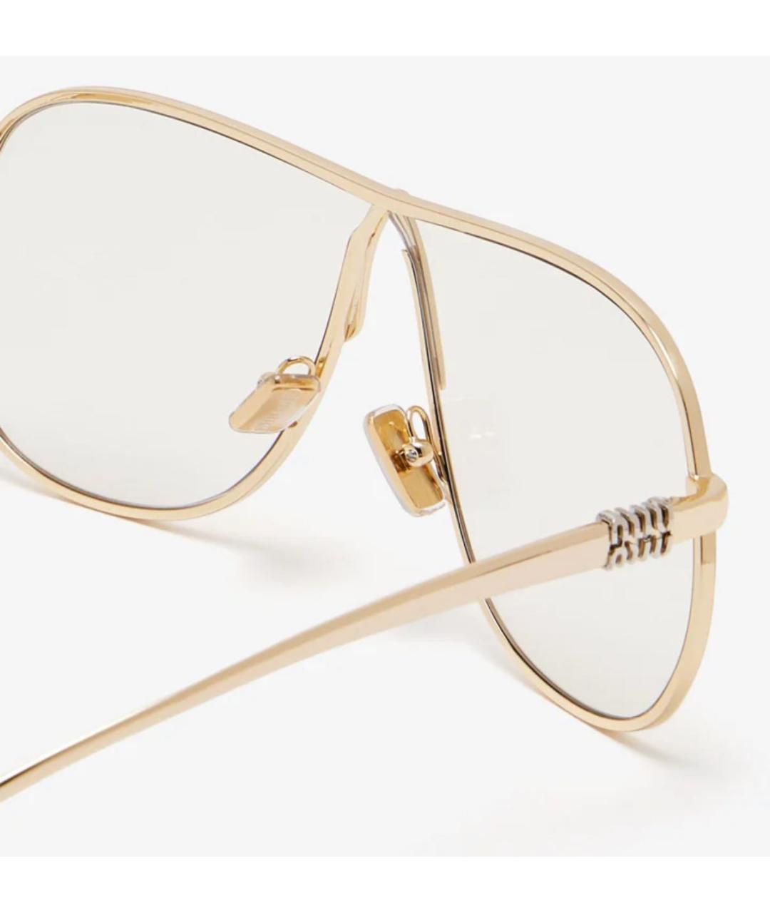 MIU MIU Золотые металлические солнцезащитные очки, фото 2