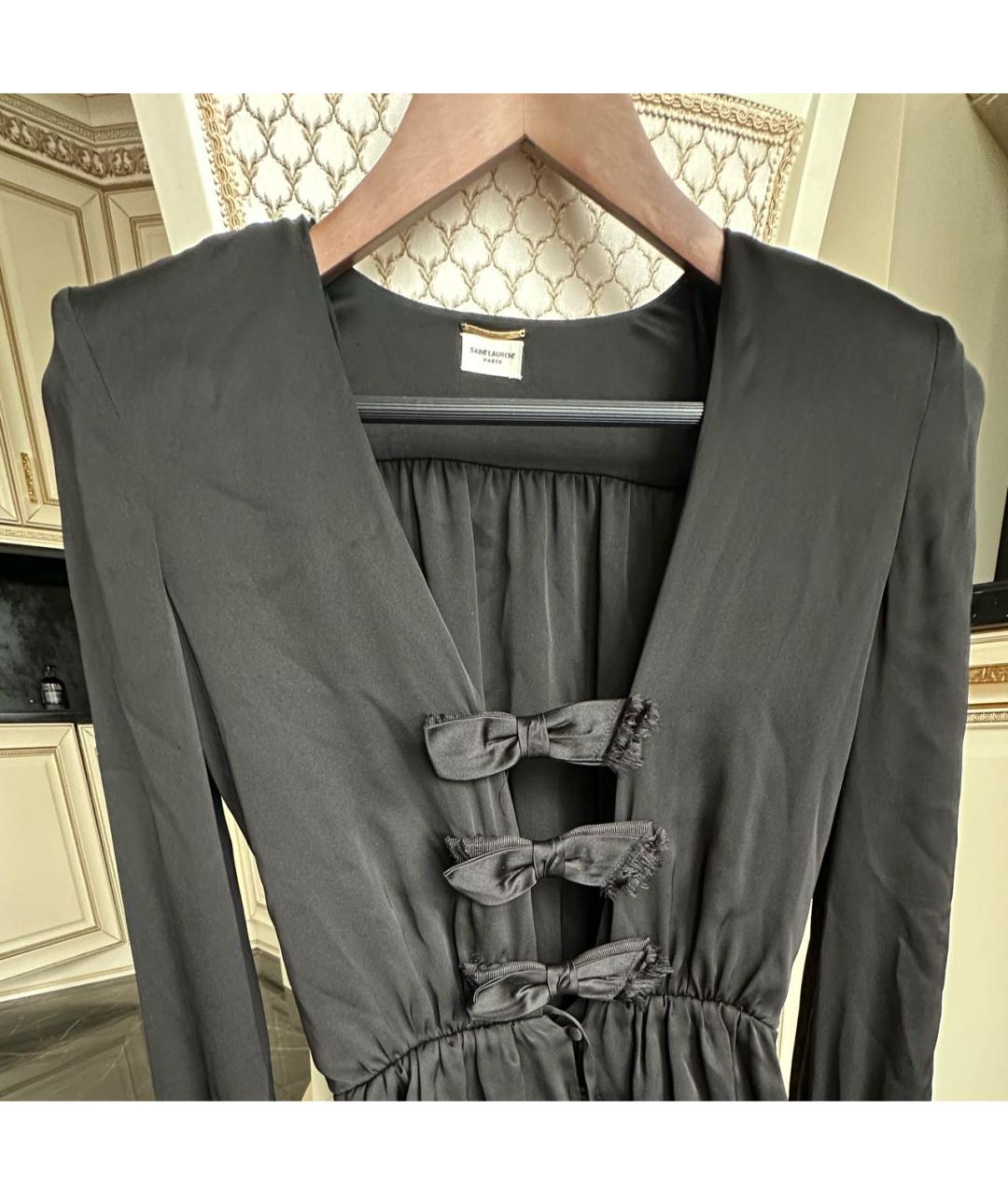 SAINT LAURENT Черная шелковая блузы, фото 3