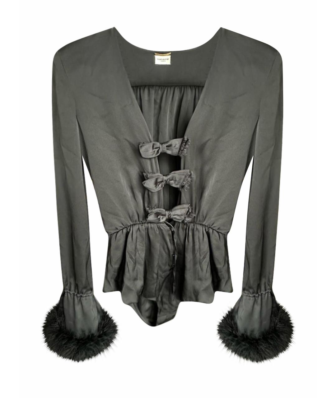 SAINT LAURENT Черная шелковая блузы, фото 1