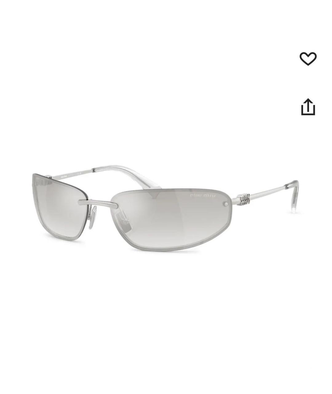 MIU MIU Серебряные металлические солнцезащитные очки, фото 8