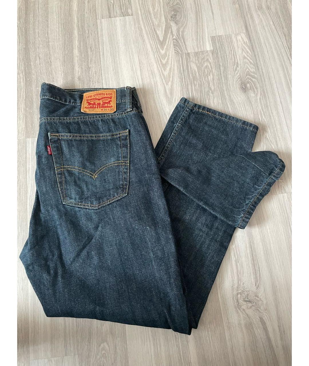 LEVI'S Темно-синие хлопковые прямые джинсы, фото 3
