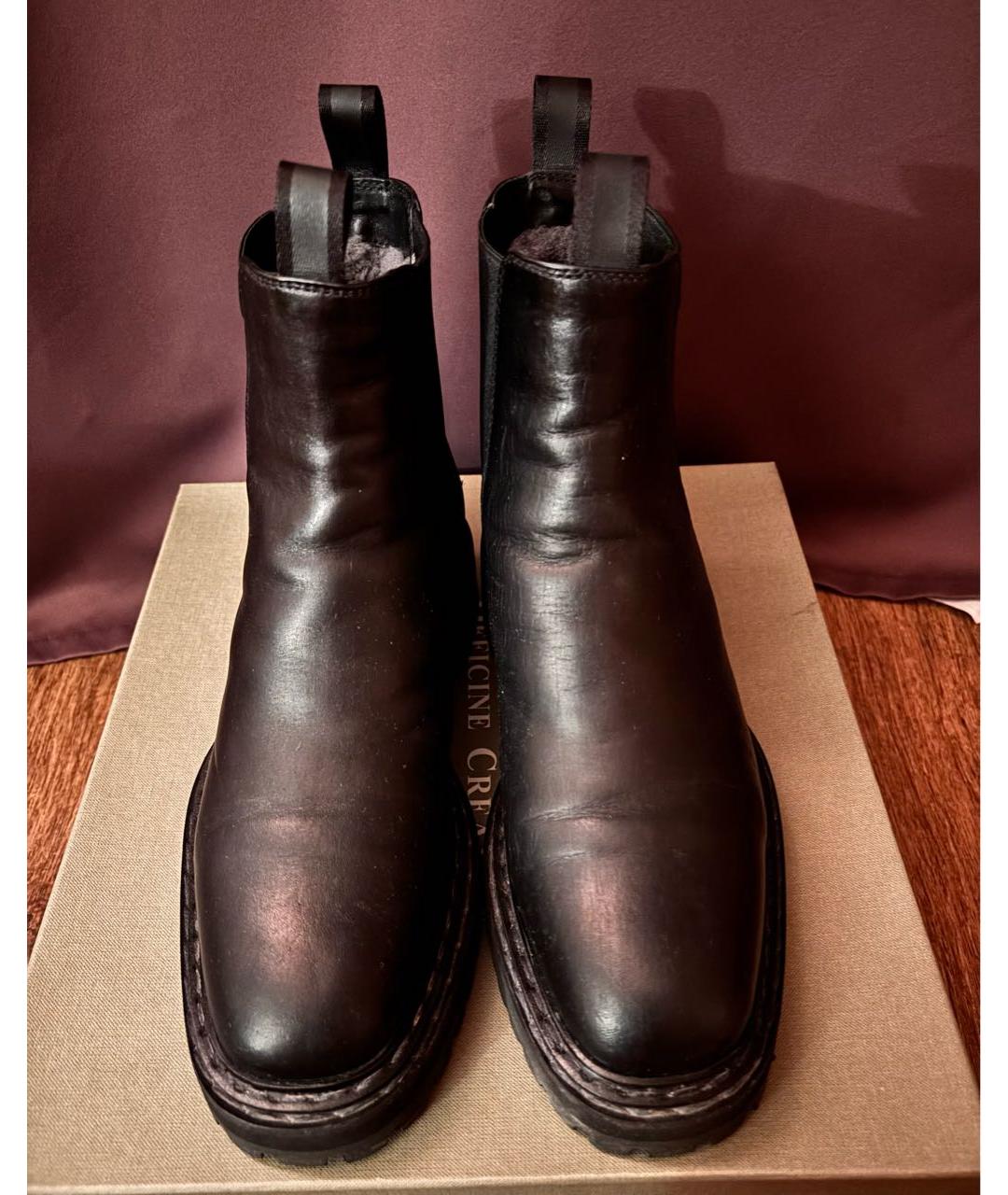 OFFICINE CREATIVE Темно-синие кожаные полусапоги, фото 2