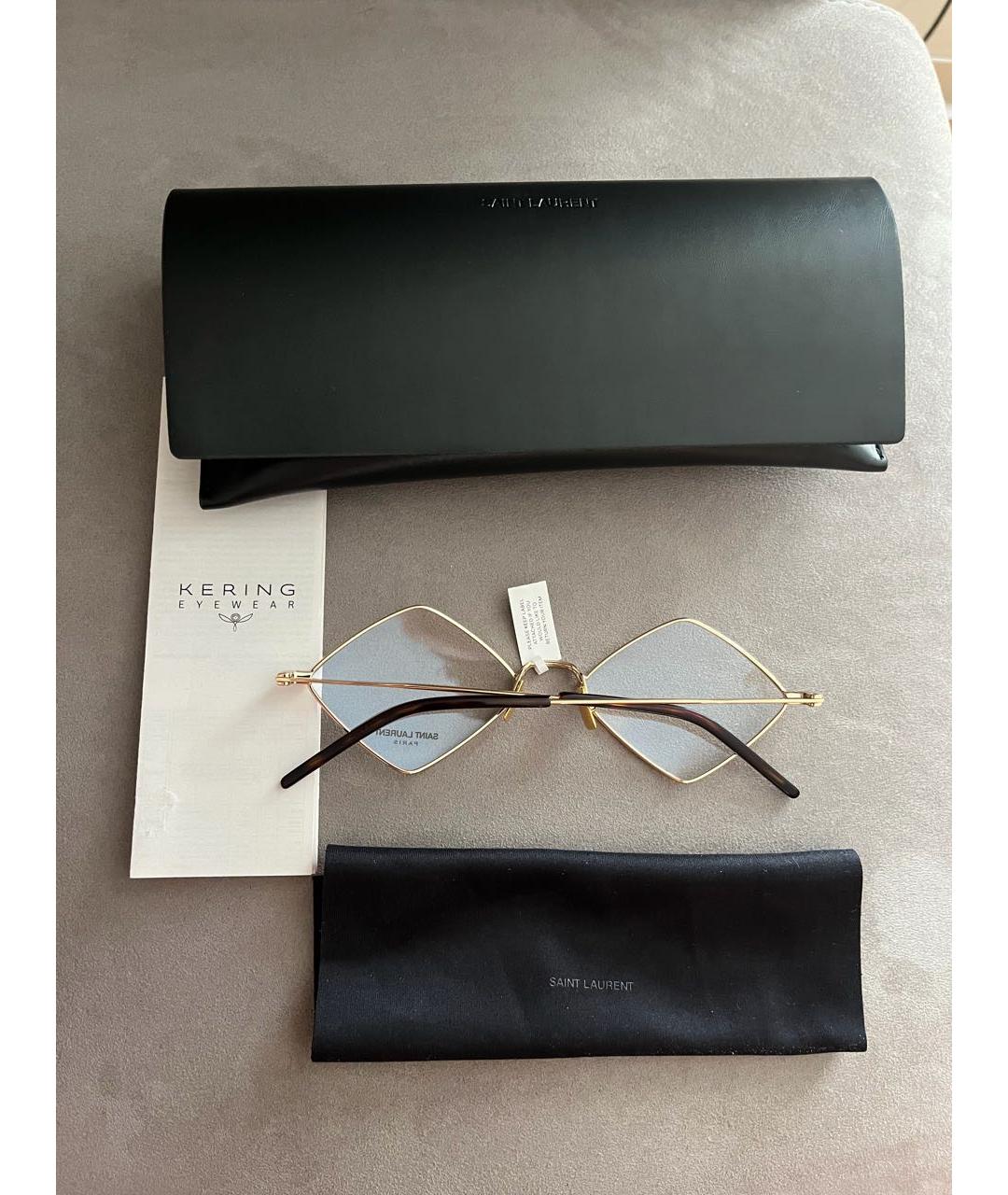 SAINT LAURENT Золотые металлические солнцезащитные очки, фото 5