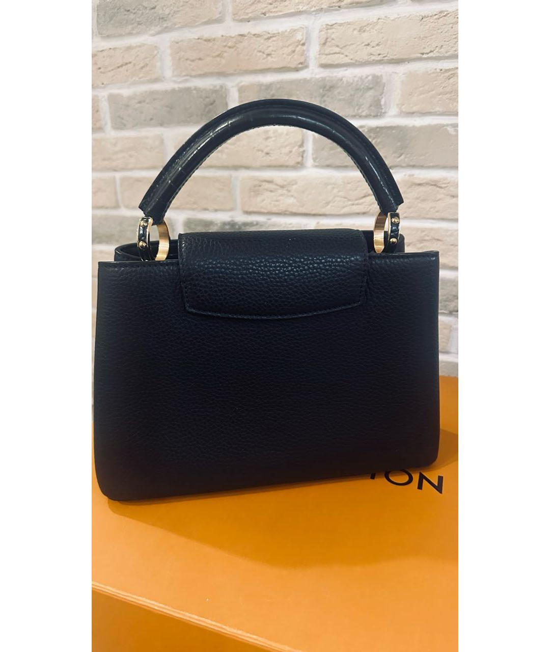 LOUIS VUITTON Черная кожаная сумка с короткими ручками, фото 3