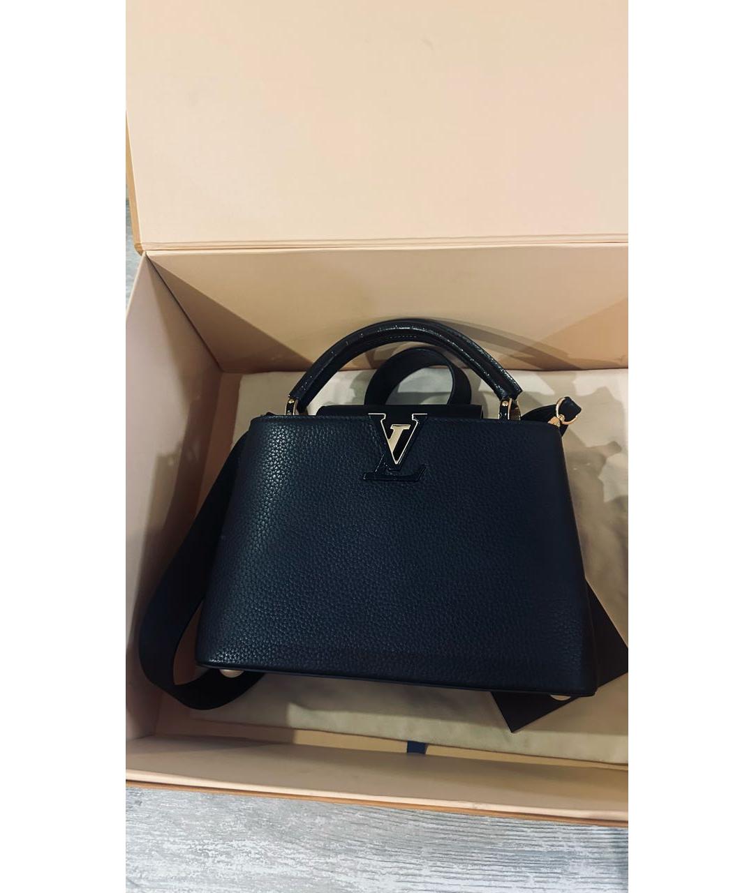 LOUIS VUITTON Черная кожаная сумка с короткими ручками, фото 2