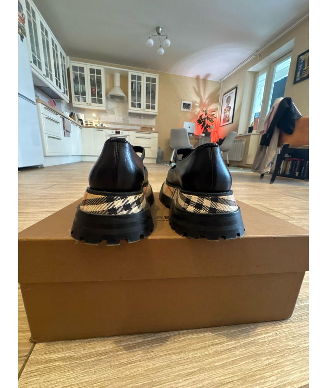 BURBERRY Черные кожаные брогги и оксфорды, фото 4