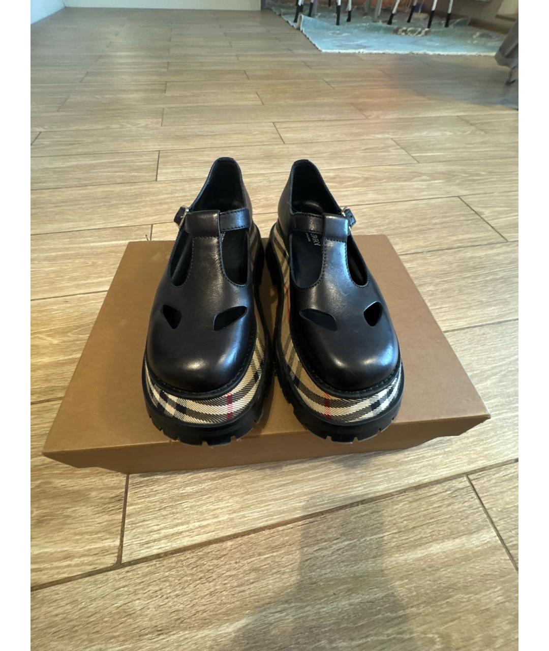 BURBERRY Черные кожаные брогги и оксфорды, фото 2