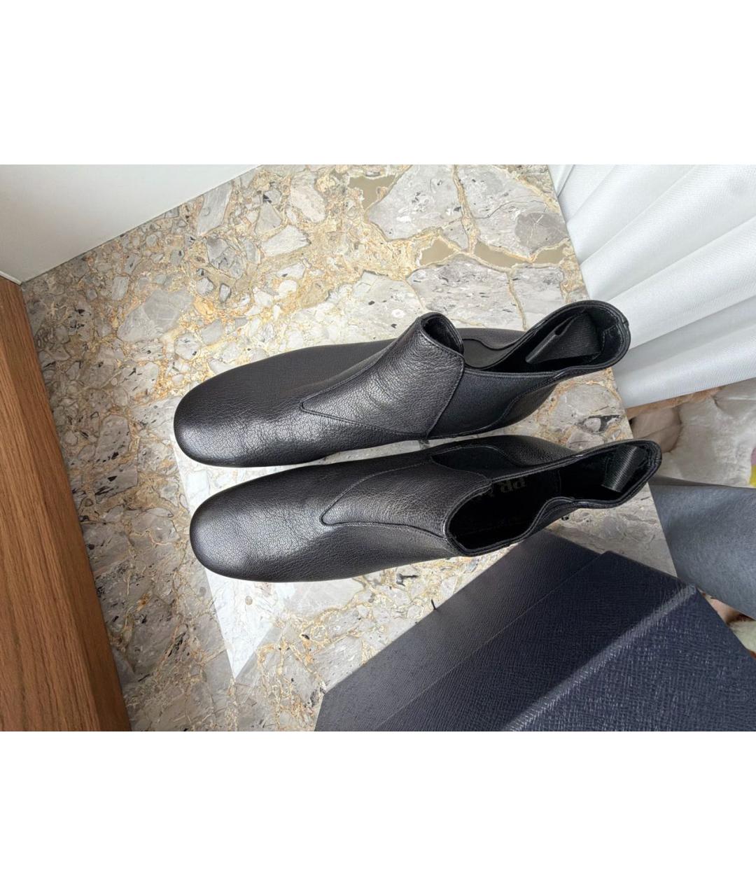 PRADA Черные кожаные высокие ботинки, фото 4