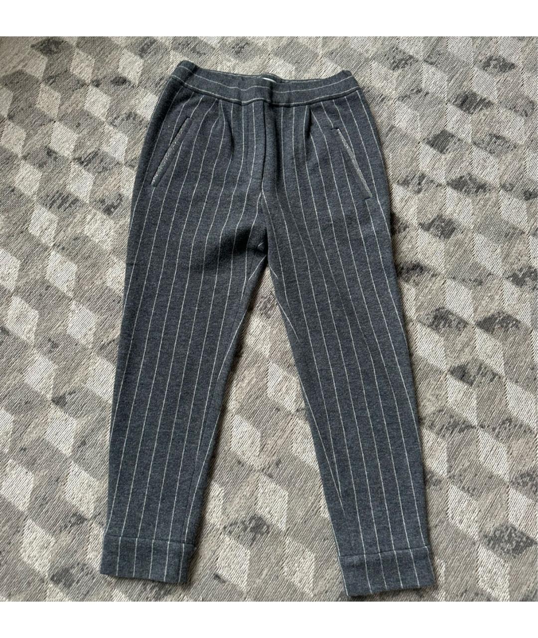 BRUNELLO CUCINELLI Серые кашемировые брюки узкие, фото 9