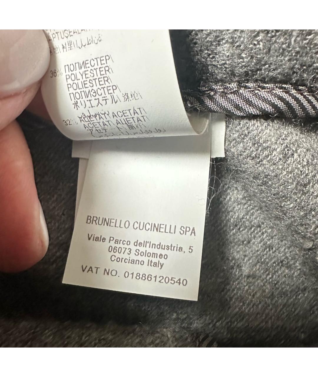 BRUNELLO CUCINELLI Серые кашемировые брюки узкие, фото 5