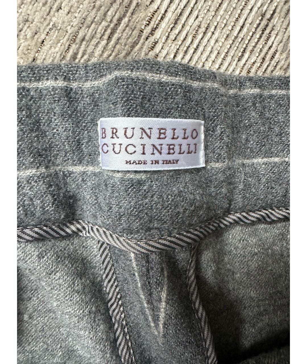 BRUNELLO CUCINELLI Серые кашемировые брюки узкие, фото 3