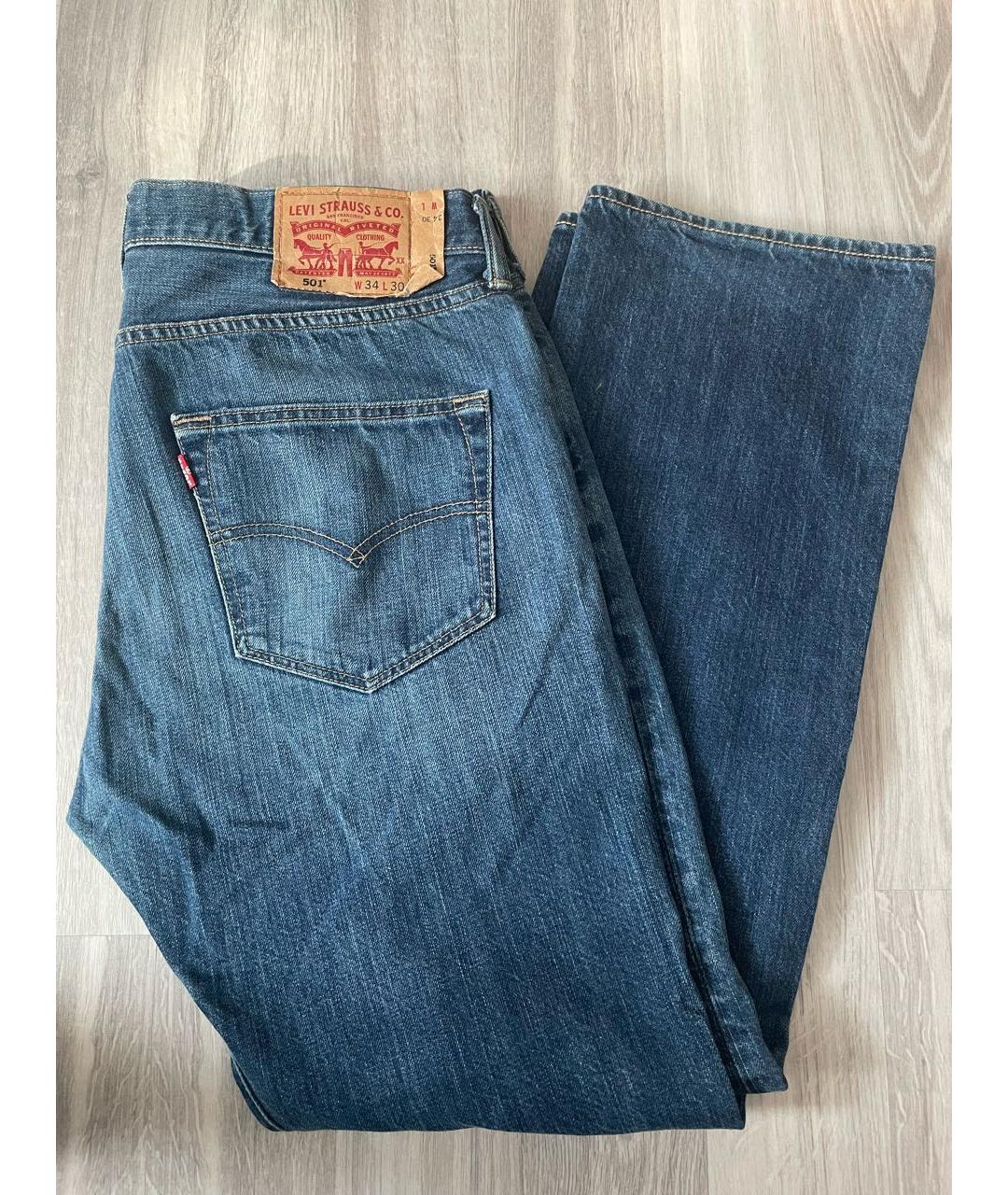 LEVI'S Темно-синие хлопковые прямые джинсы, фото 3