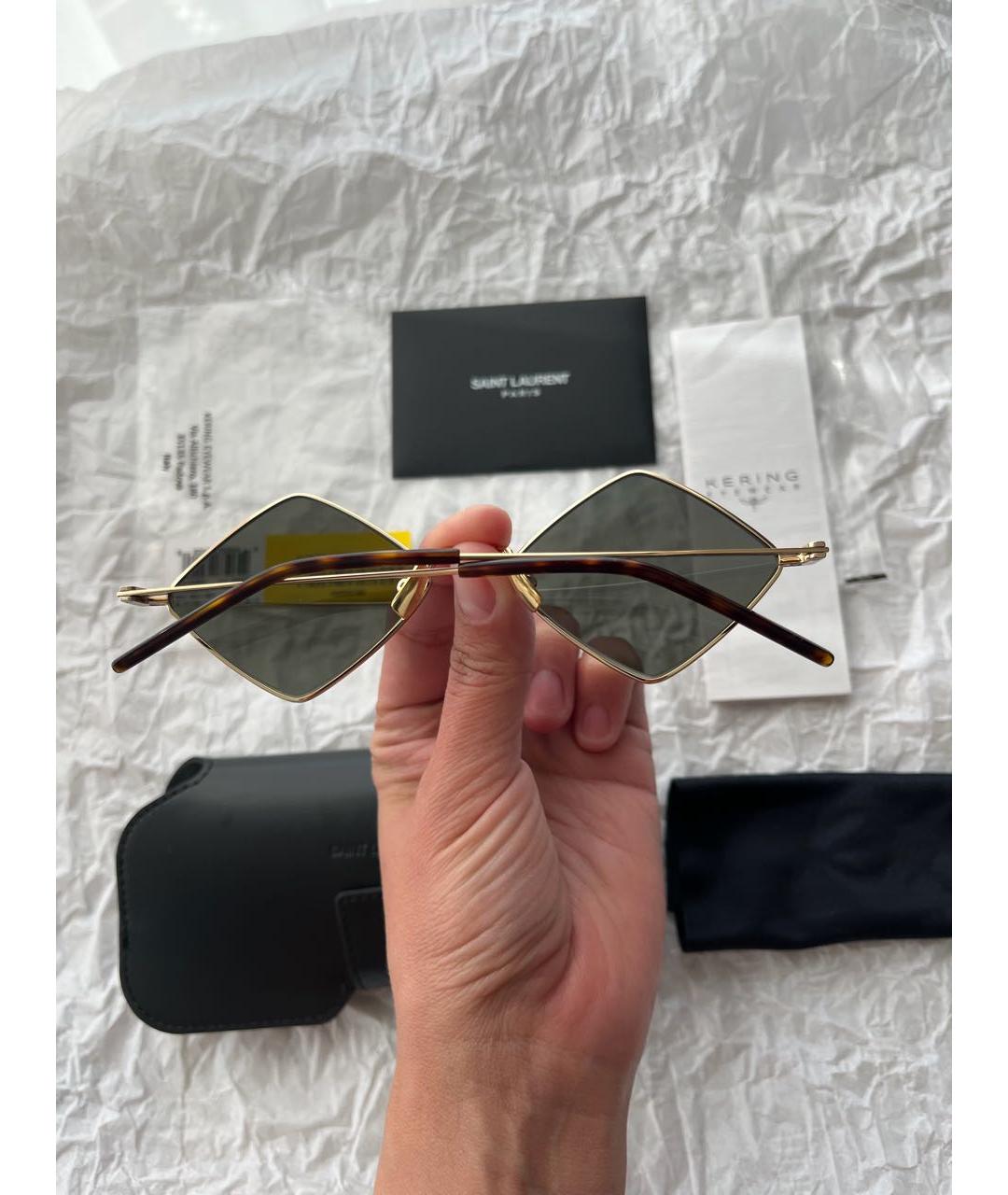 SAINT LAURENT Золотые металлические солнцезащитные очки, фото 5