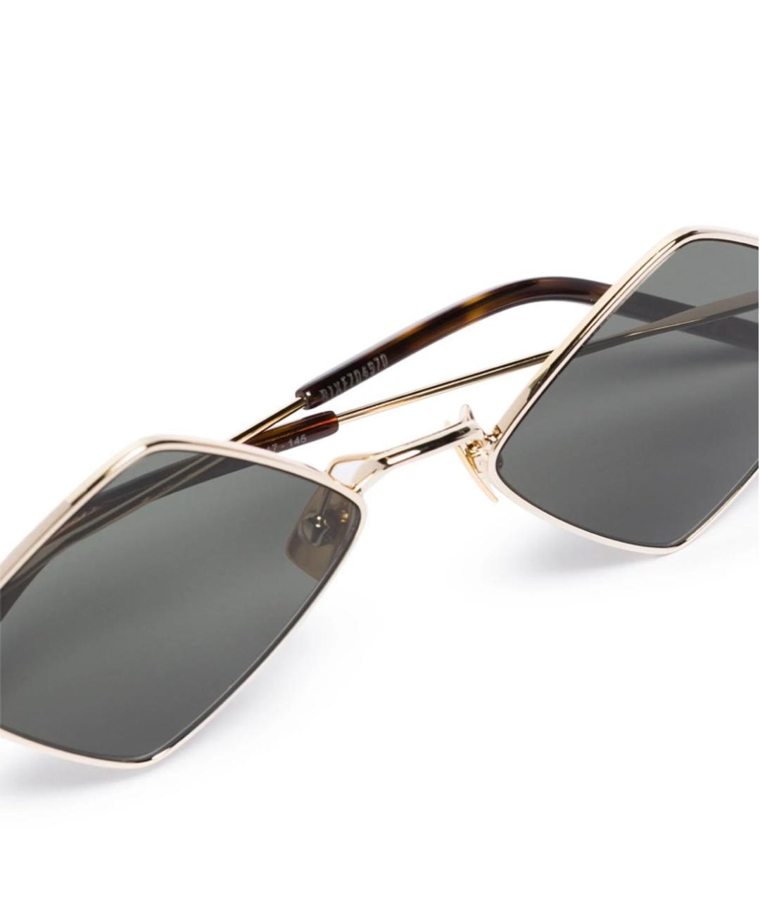 SAINT LAURENT Золотые металлические солнцезащитные очки, фото 2