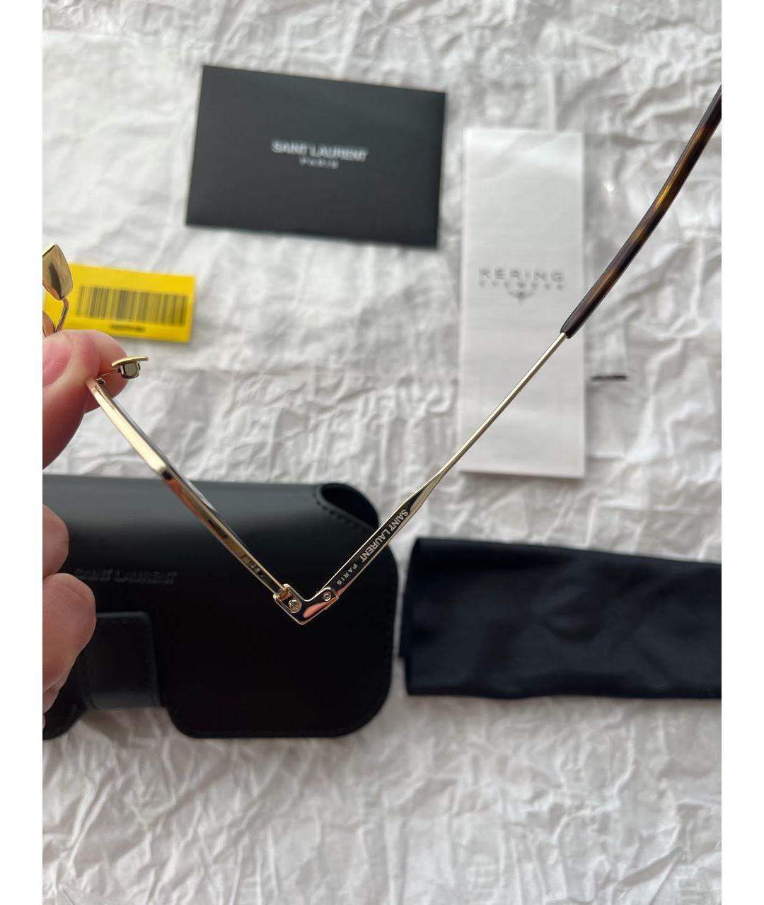 SAINT LAURENT Золотые металлические солнцезащитные очки, фото 6