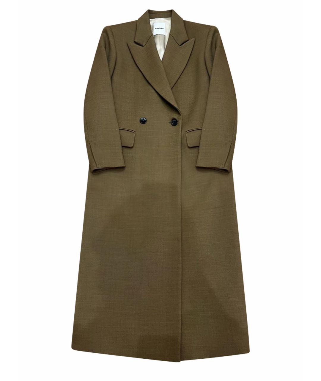 SANDRO Бежевое шерстяное пальто, фото 1