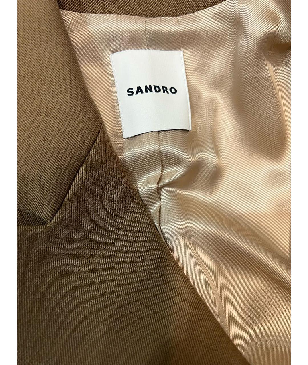 SANDRO Бежевое шерстяное пальто, фото 3