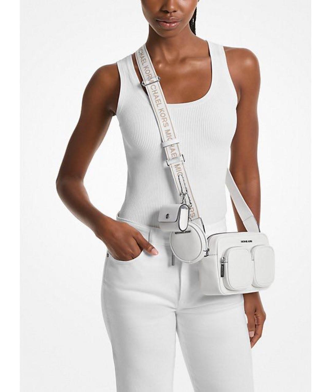 MICHAEL KORS Белая кожаная сумка через плечо, фото 4