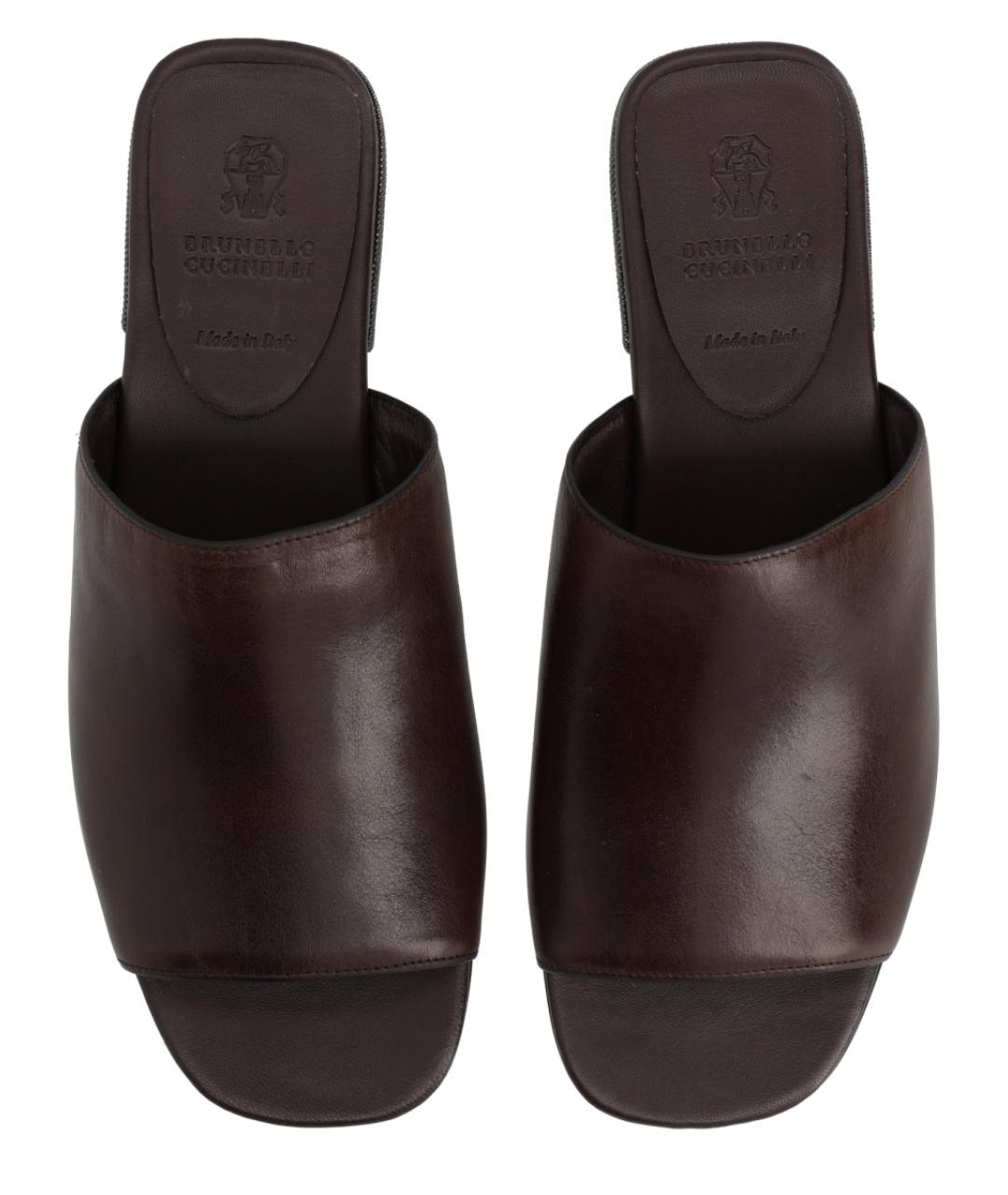 BRUNELLO CUCINELLI Коричневые кожаные сандалии, фото 5