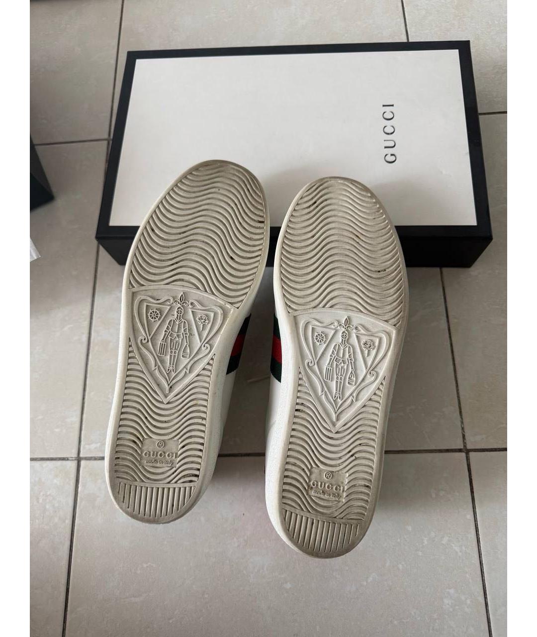 GUCCI Белые кожаные кеды, фото 6