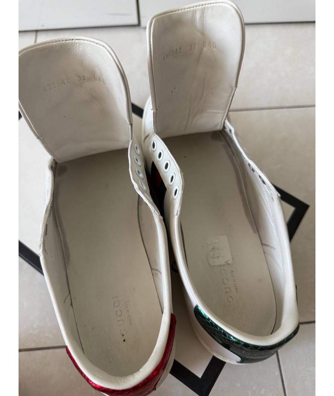 GUCCI Белые кожаные кеды, фото 7