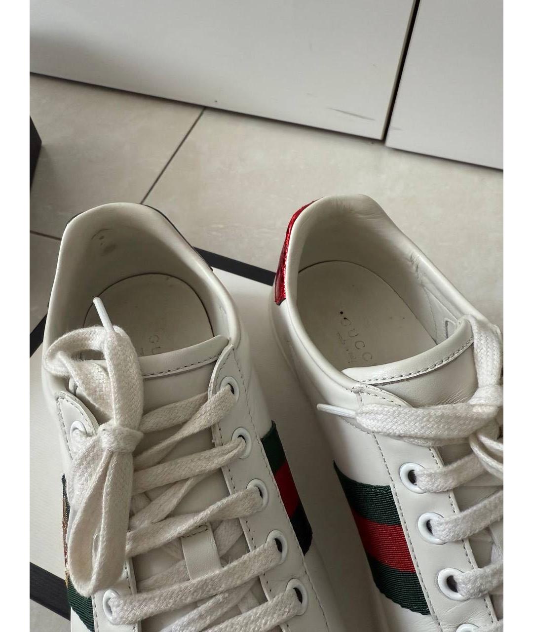 GUCCI Белые кожаные кеды, фото 3