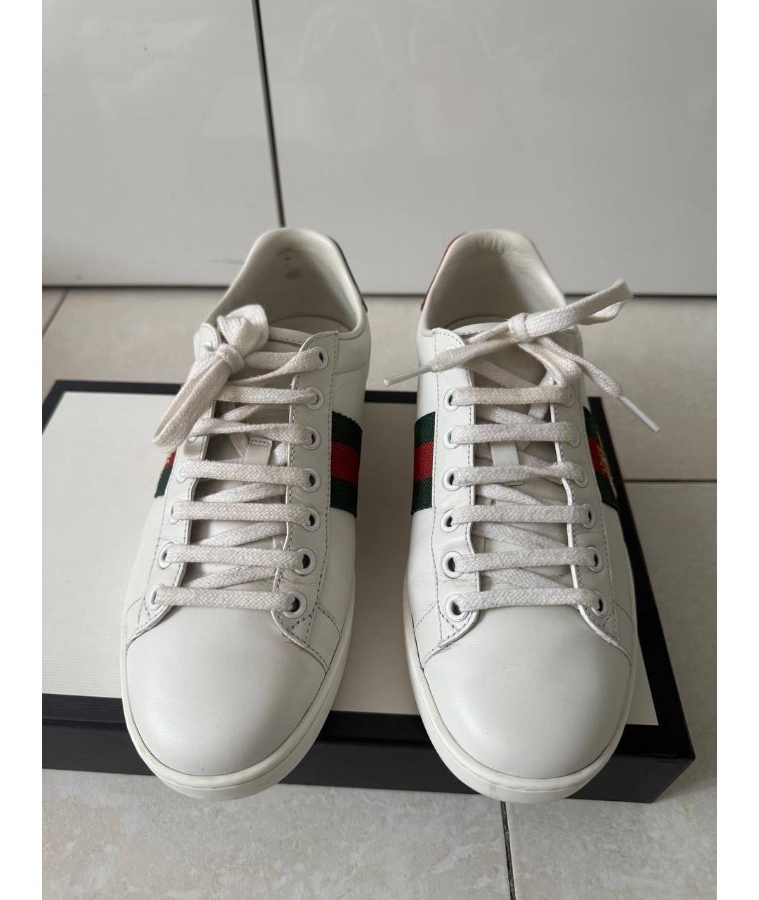 GUCCI Белые кожаные кеды, фото 2