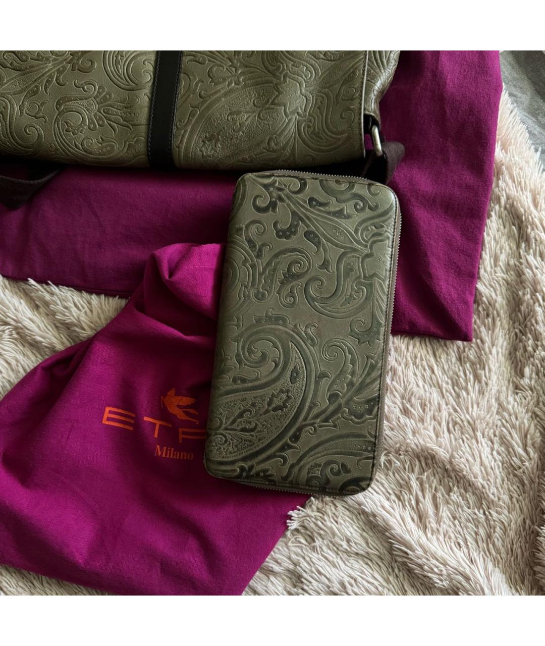 ETRO Коричневый кожаный кошелек, фото 6