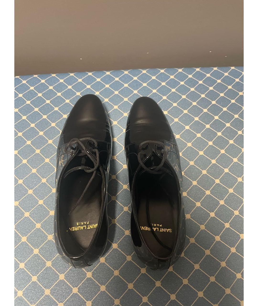 SAINT LAURENT Черные брогги и оксфорды из лакированной кожи, фото 3