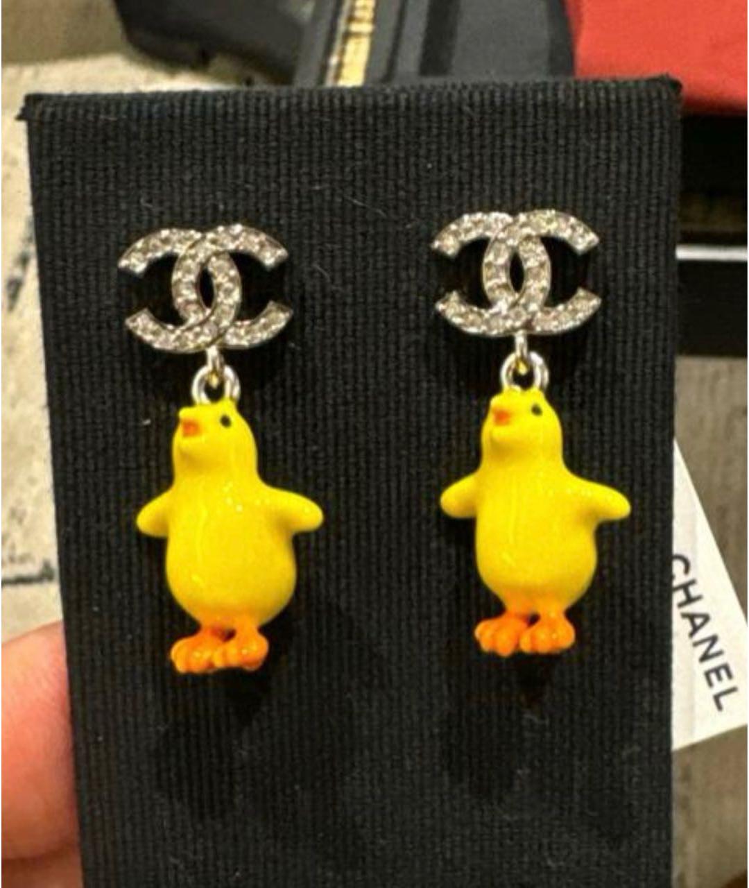 CHANEL Желтые серьги, фото 3