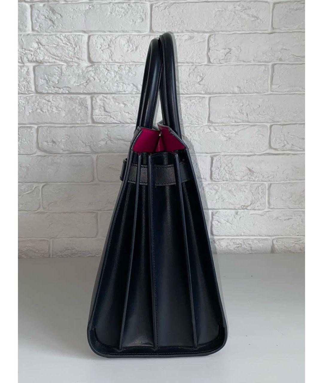 SAINT LAURENT Черная кожаная сумка с короткими ручками, фото 3