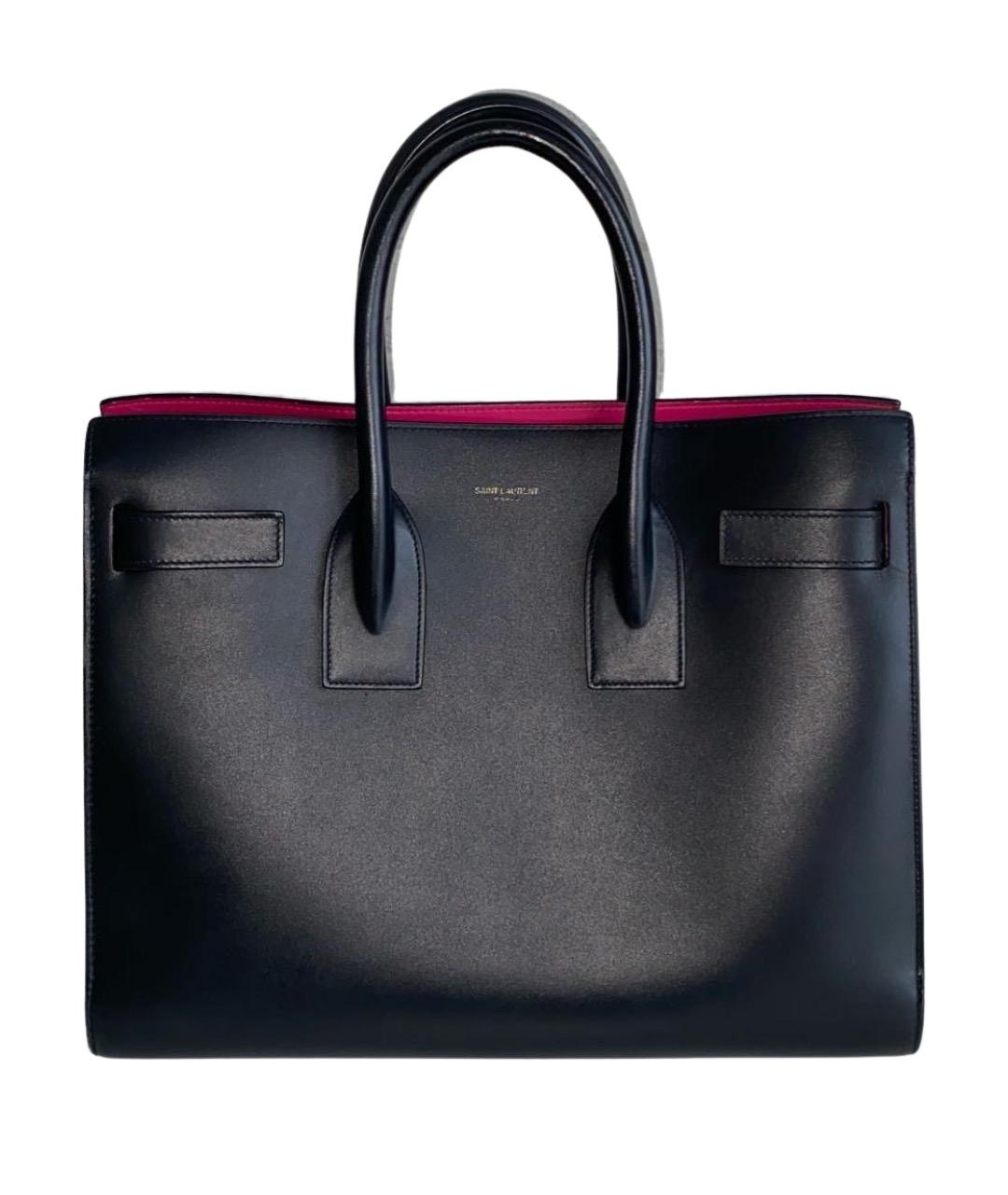 SAINT LAURENT Черная кожаная сумка с короткими ручками, фото 1
