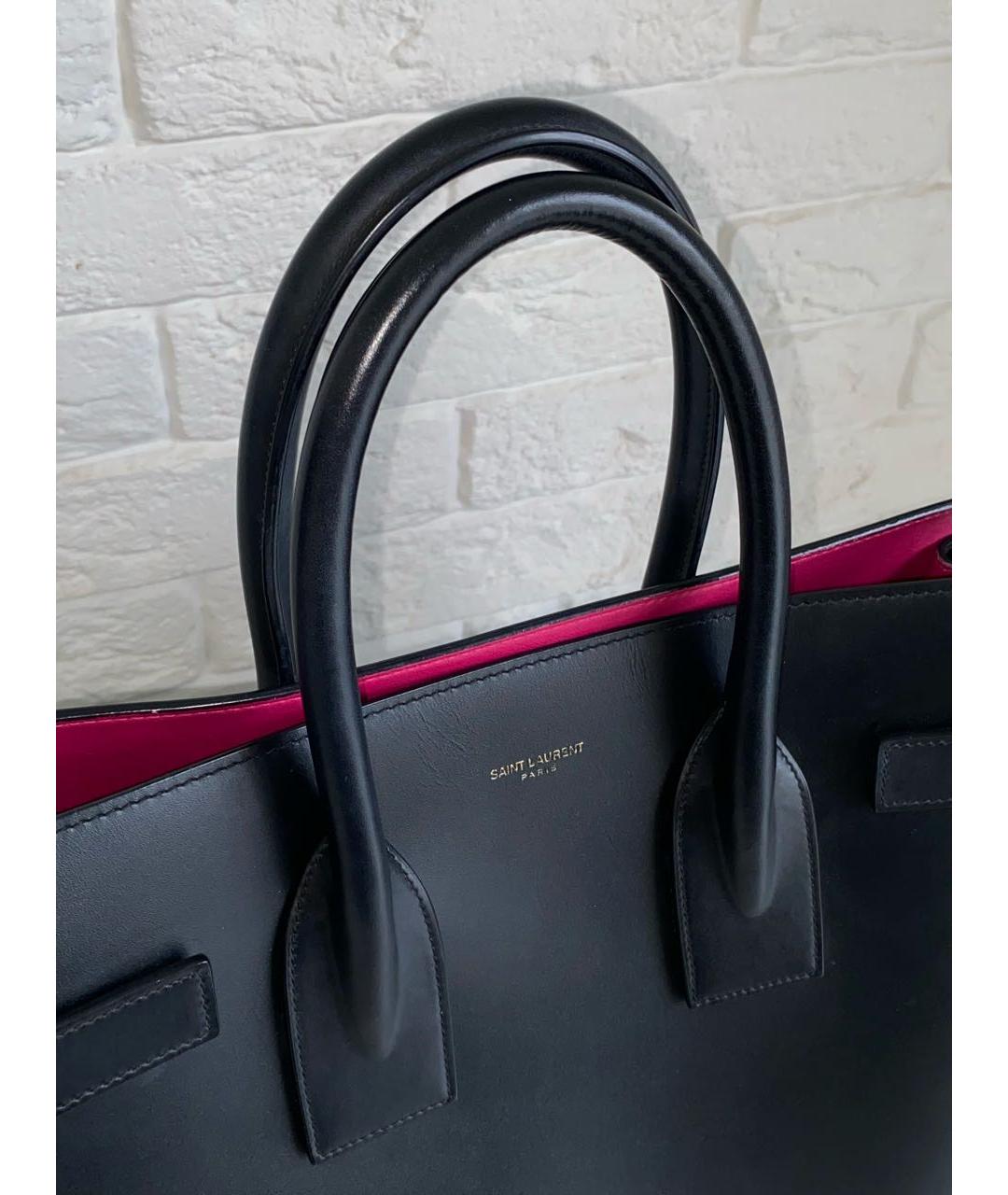 SAINT LAURENT Черная кожаная сумка с короткими ручками, фото 2