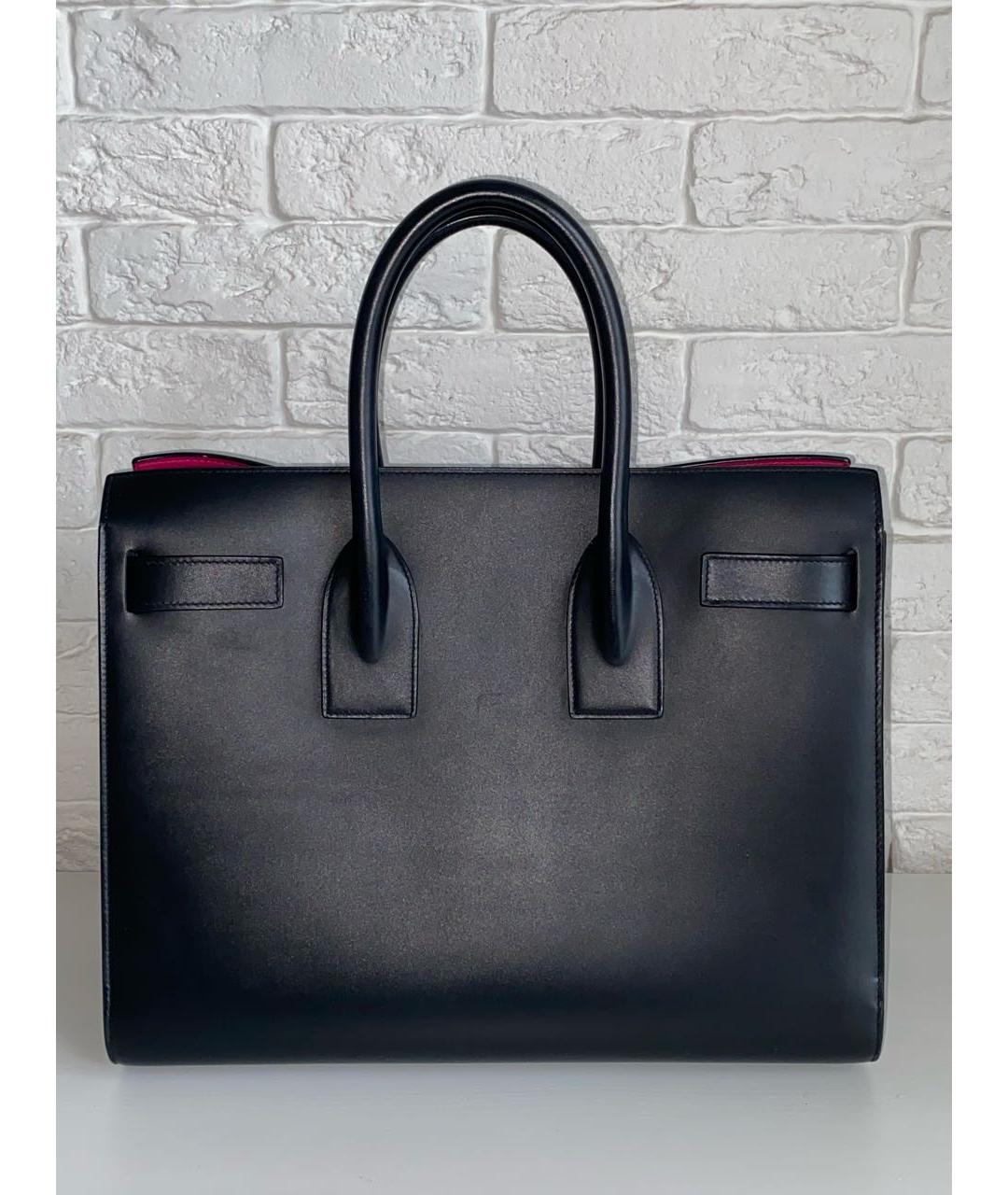 SAINT LAURENT Черная кожаная сумка с короткими ручками, фото 4