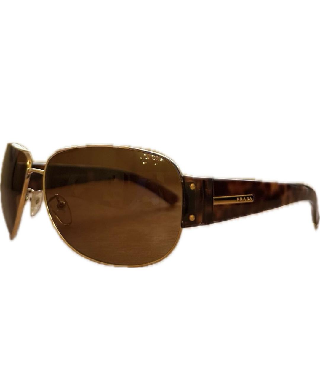 PRADA Золотые металлические солнцезащитные очки, фото 2