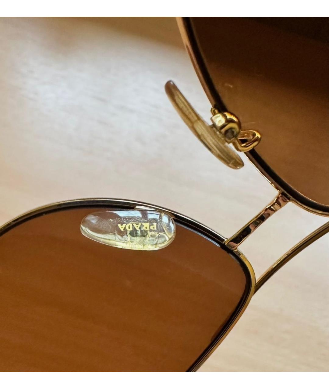 PRADA Золотые металлические солнцезащитные очки, фото 4
