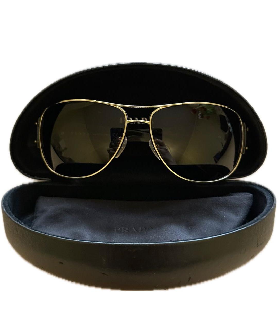 PRADA Золотые металлические солнцезащитные очки, фото 3