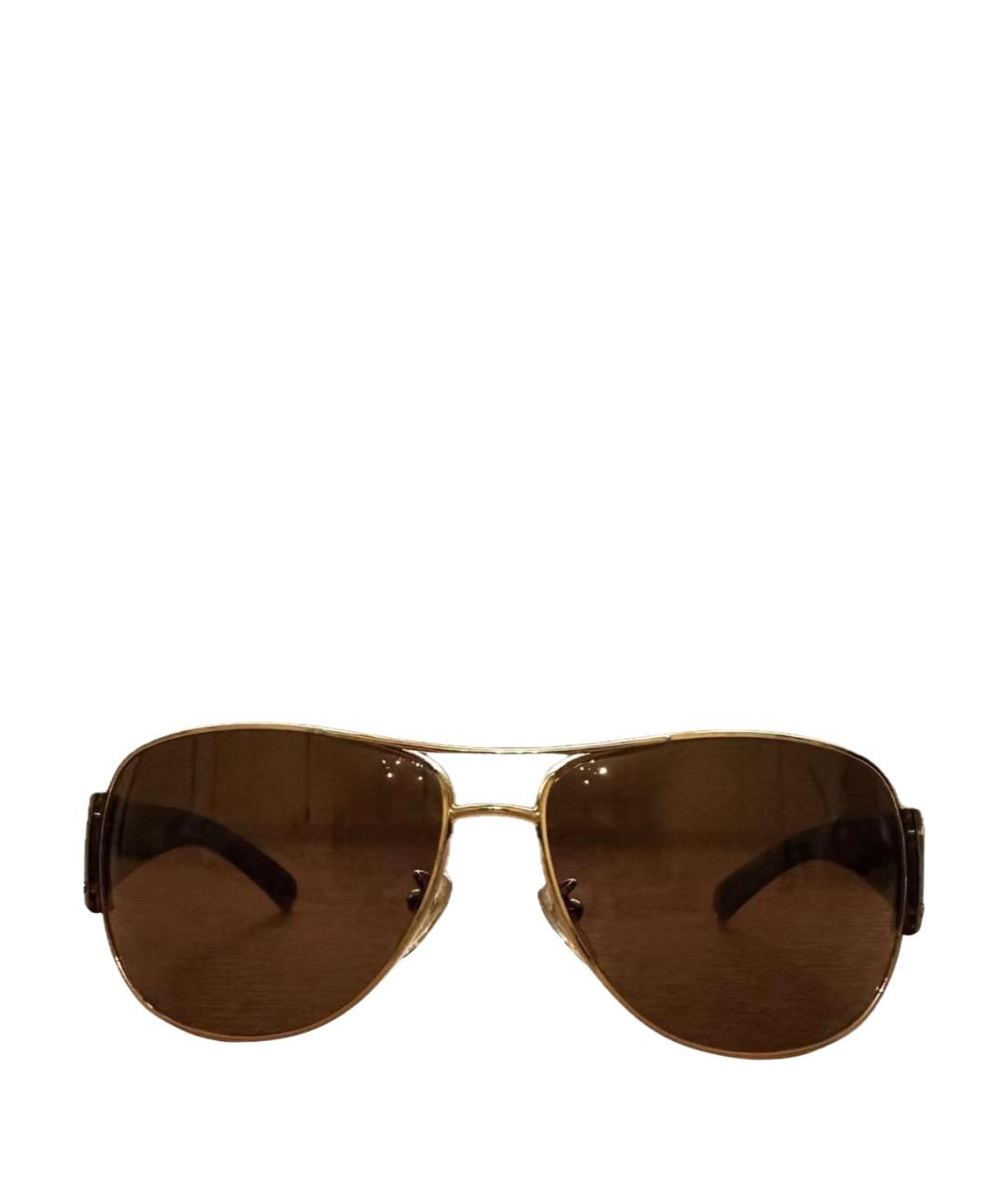 PRADA Золотые металлические солнцезащитные очки, фото 1
