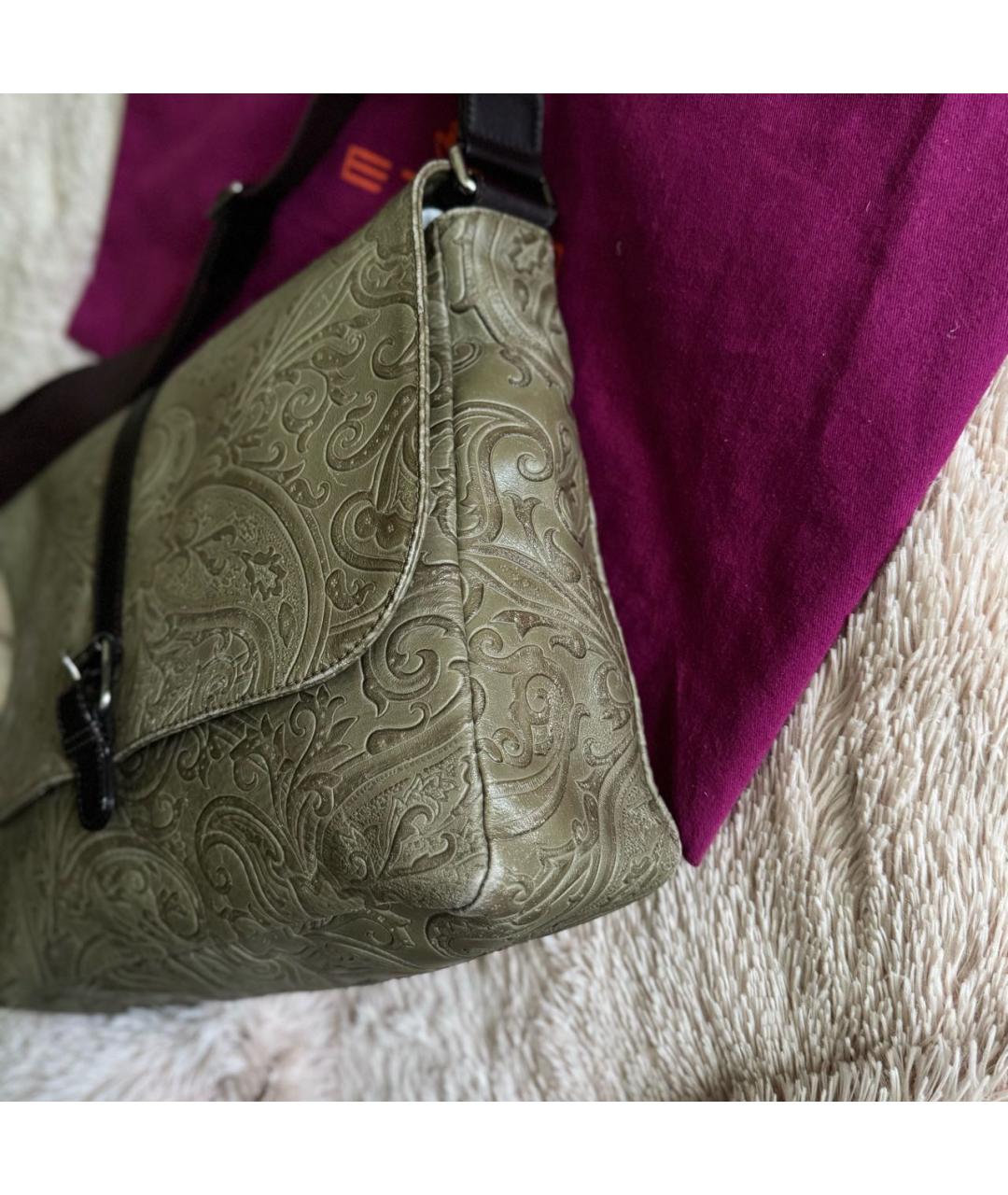ETRO Хаки кожаная сумка на плечо, фото 3