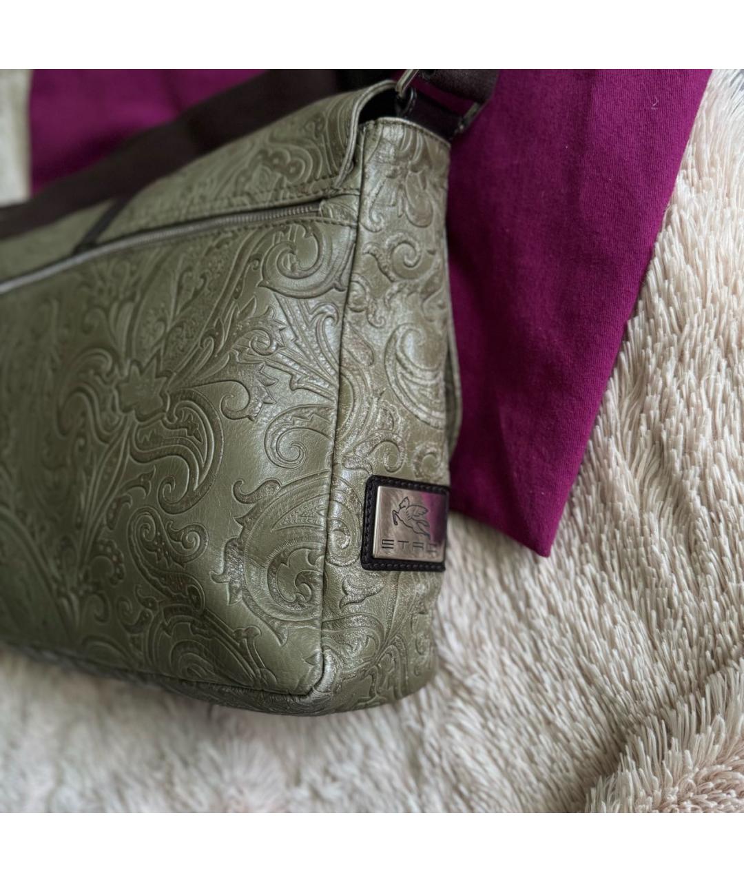 ETRO Хаки кожаная сумка на плечо, фото 4