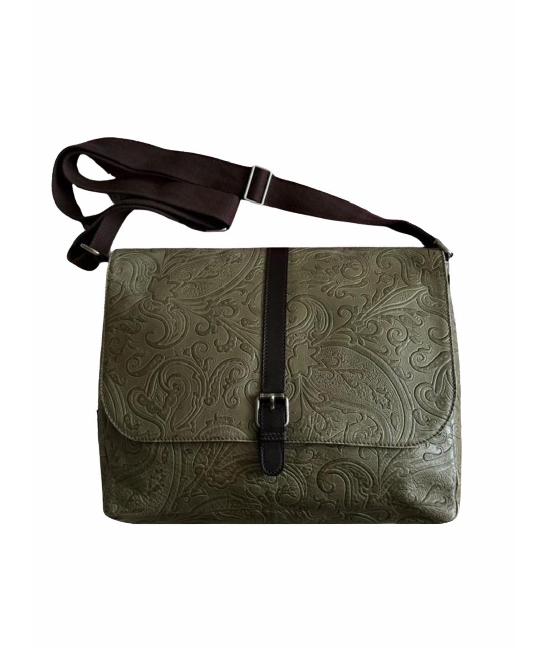 ETRO Хаки кожаная сумка на плечо, фото 1