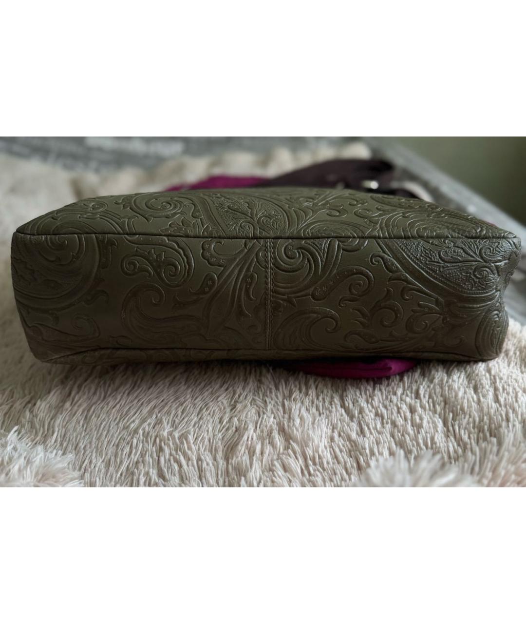 ETRO Хаки кожаная сумка на плечо, фото 5
