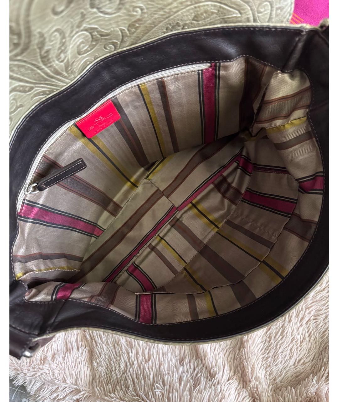 ETRO Хаки кожаная сумка на плечо, фото 6