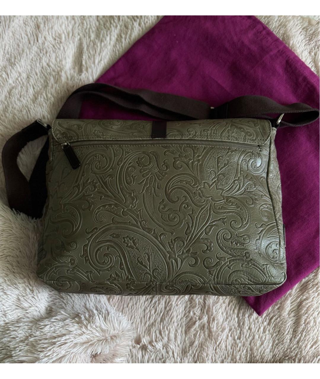 ETRO Хаки кожаная сумка на плечо, фото 2