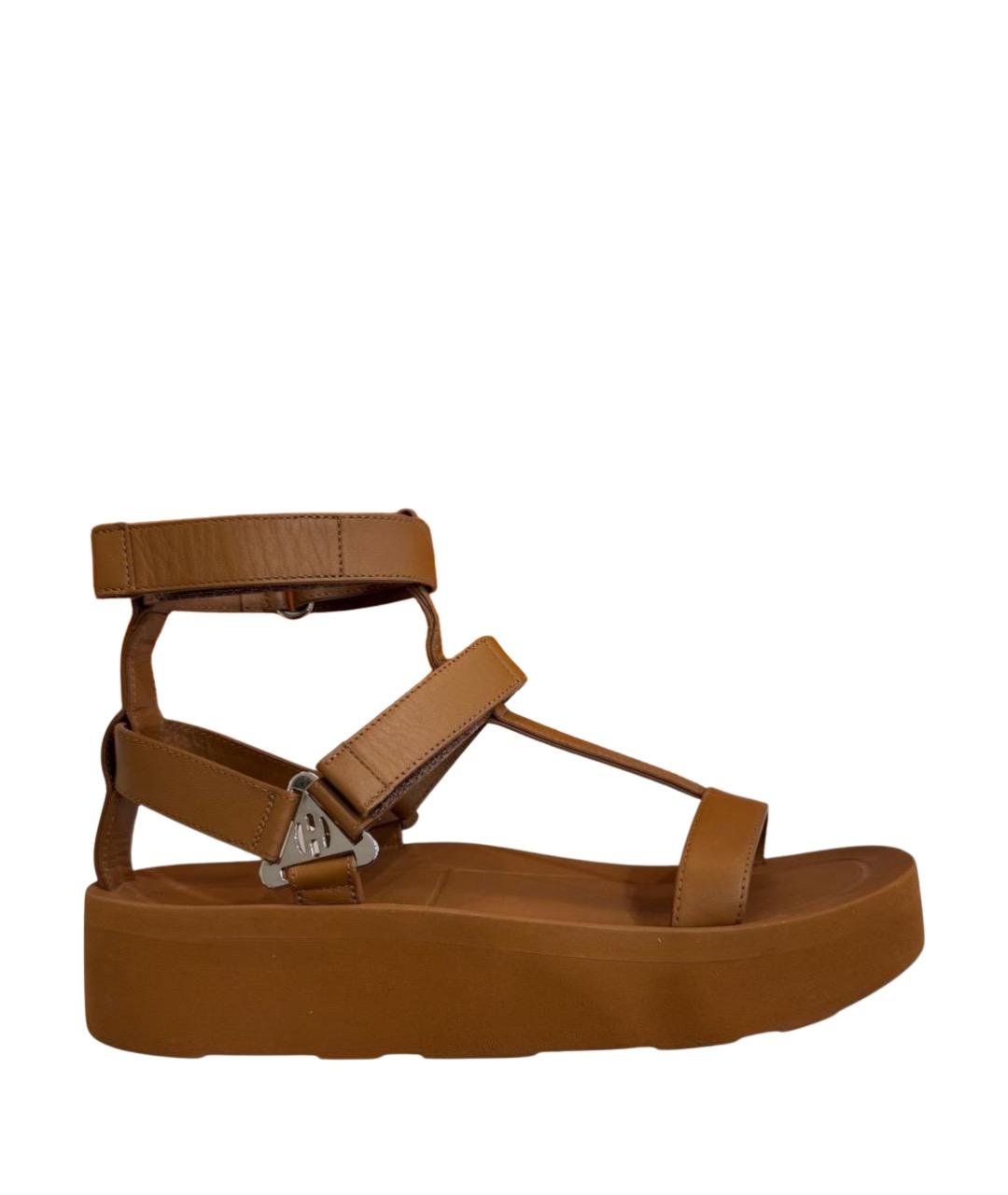 HERMES Коричневые кожаные сандалии, фото 1