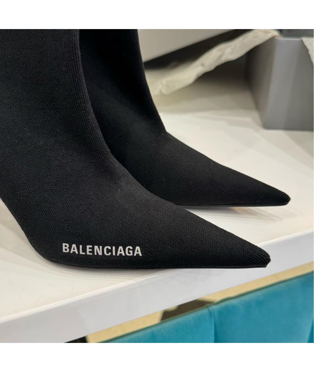 BALENCIAGA Черные текстильные ботильоны, фото 4