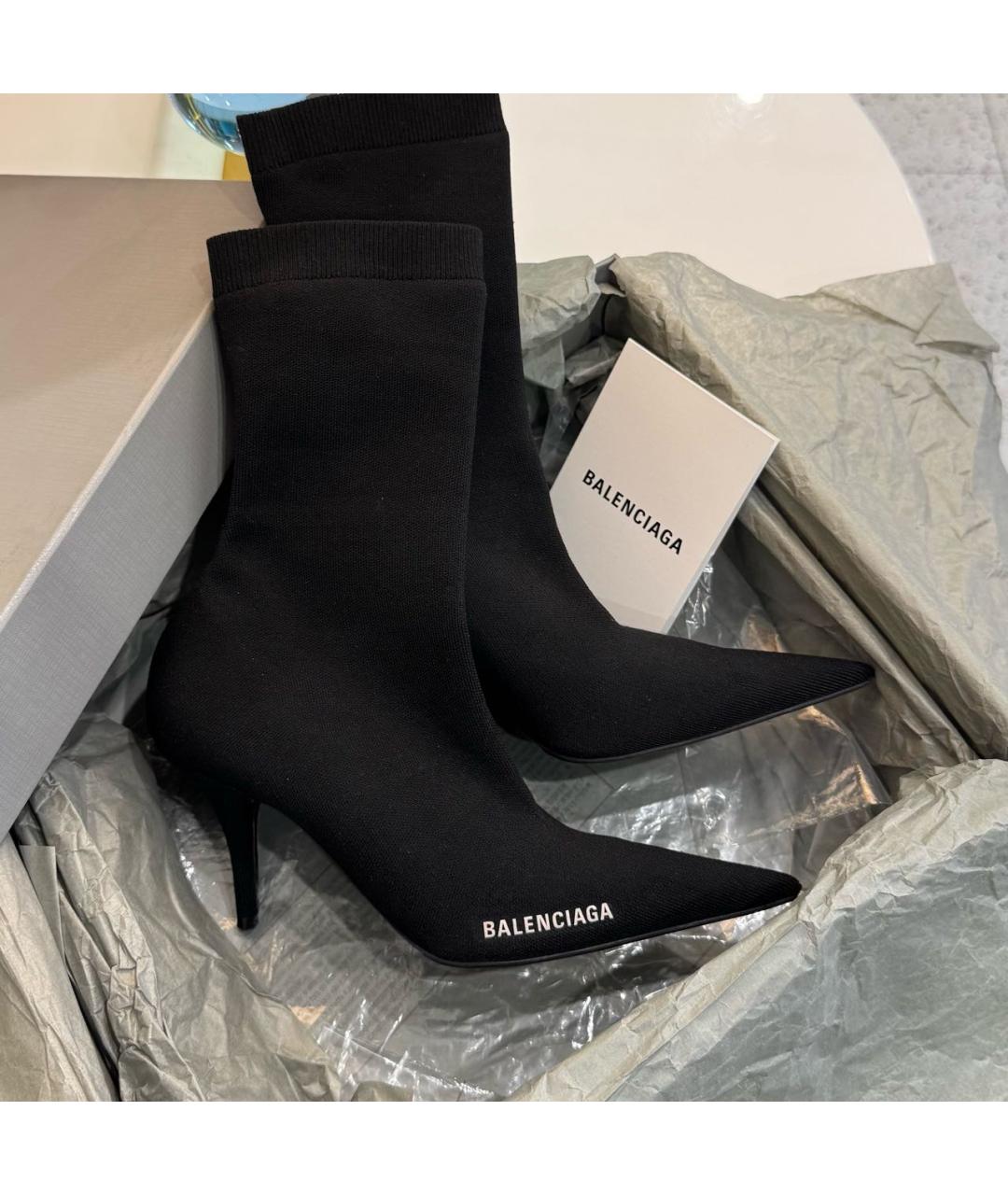 BALENCIAGA Черные текстильные ботильоны, фото 2